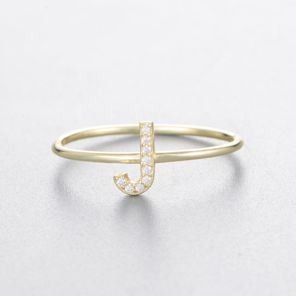 925 Sterling Silver 26 Alphabet Zirconia Rings, Minimalist Stackable Initial Jewelry