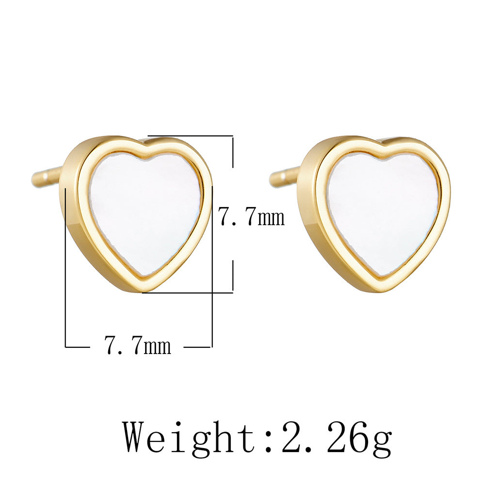 S925 Silver Elegant Shell Heart Earrings - Unique Chic Versatile Studs