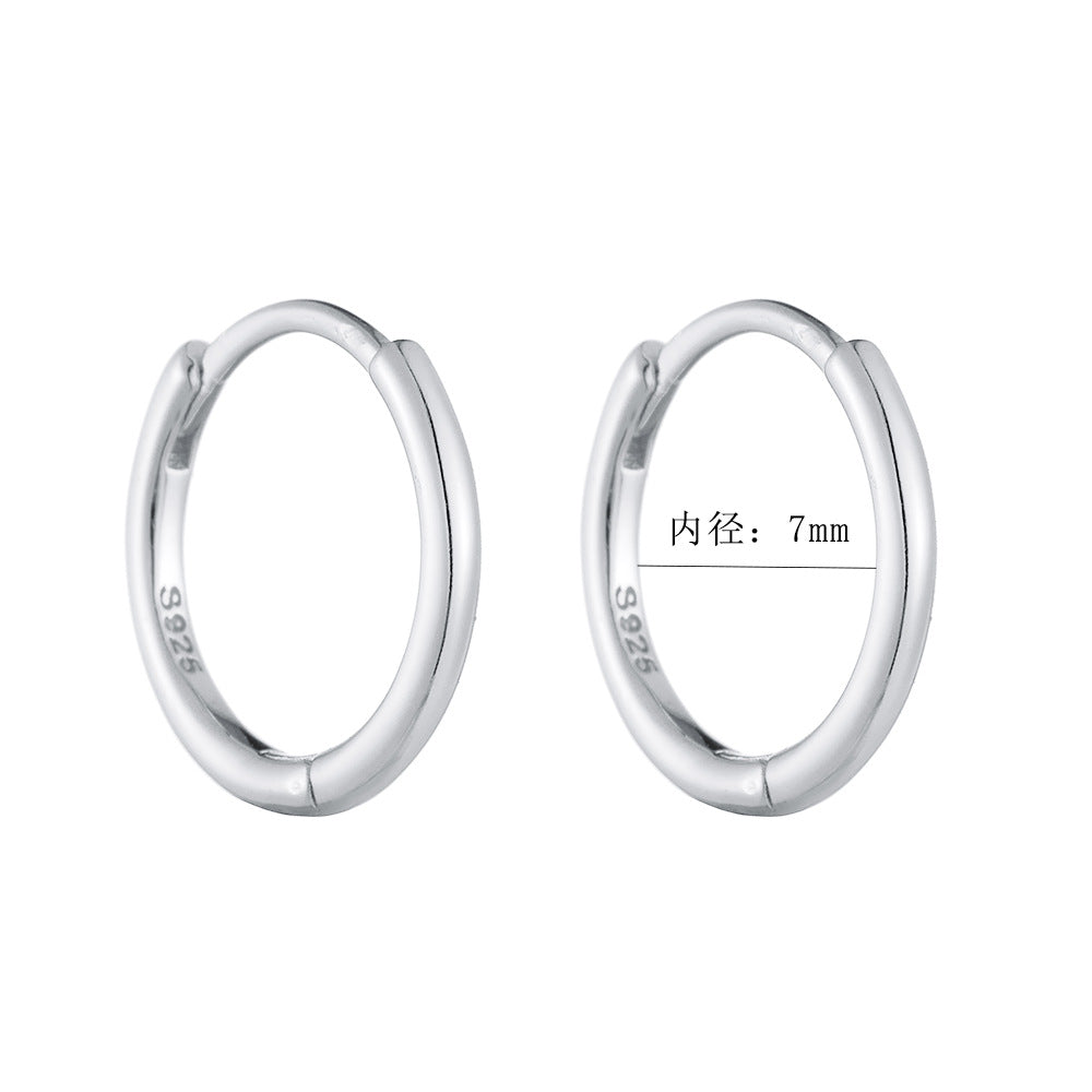 925 Sterling Silver High-End Hoop Earrings, 14K Gold Plated Sleek Minimalist Ins Style Jewelry