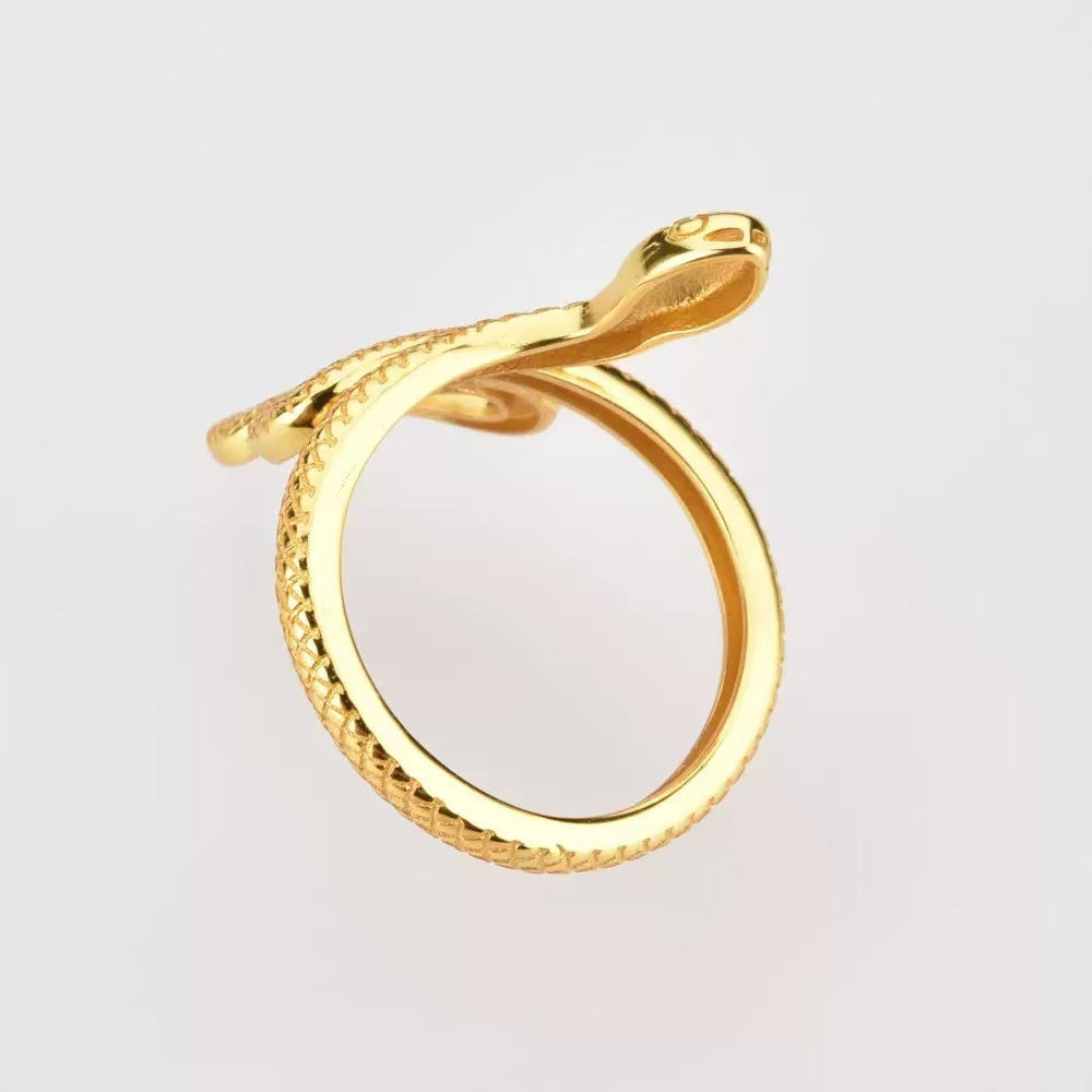 Snake Adjustable Ring - S925 Silver Edgy Minimalist Jewelry