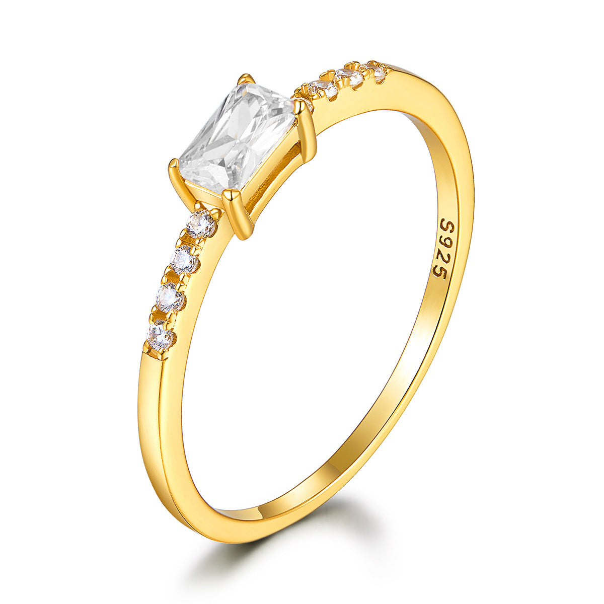Colored Zircon Gold-Tone Ring - S925 Sterling Silver Minimalist Light Luxury Wholesale
