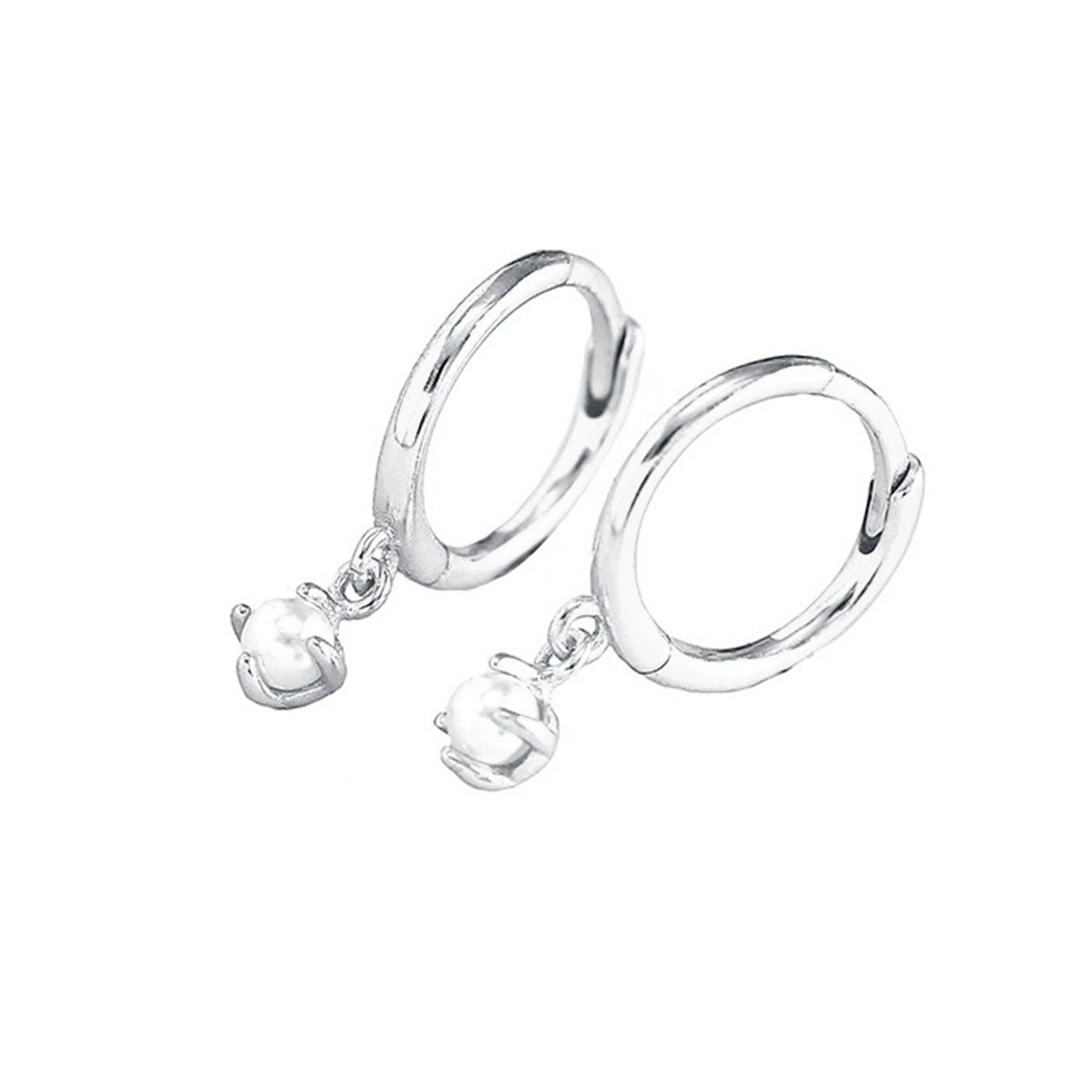 Shell Pearl Hoop Earrings - S925 Silver French Elegant Niche