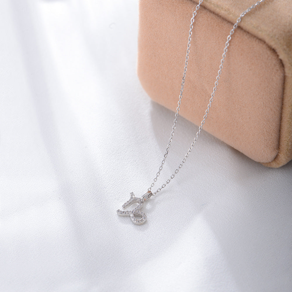 925 Sterling Silver Twelve Zodiac Diamond Pendant Necklace, Fashionable Viral Wish Amazon Hot Selling Jewelry