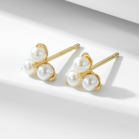925 Sterling Silver Simple Pearl Stud Earrings, Minimalist High-End Daily Jewelry