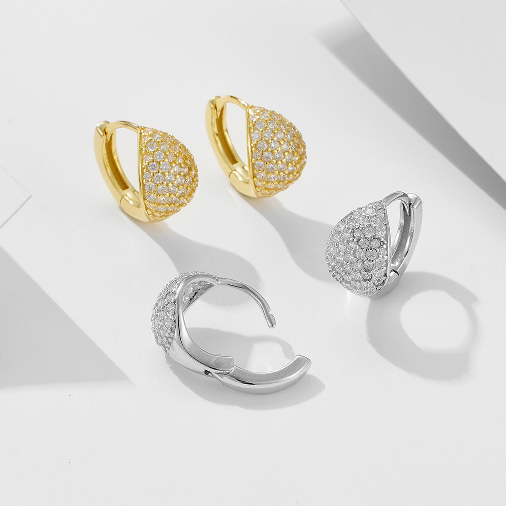 925 Sterling Silver Small Hoop Earrings, Full Pave Zirconia Huggie Hoops for Women, Luxury Geometric Round Ear Buckles, Hypoallergenic Fine Jewelry