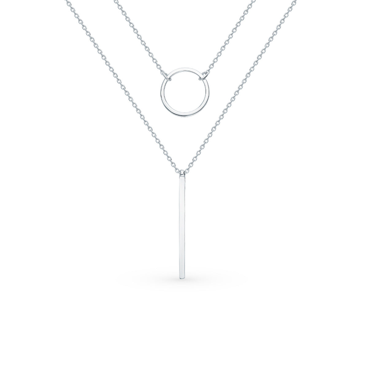 Double Layer Circle Necklace - 925 Silver Minimalist Best Friend Gift