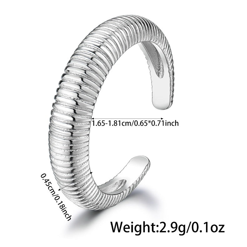 French Geometric Ring - S925 Silver Retro Minimalist Adjustable