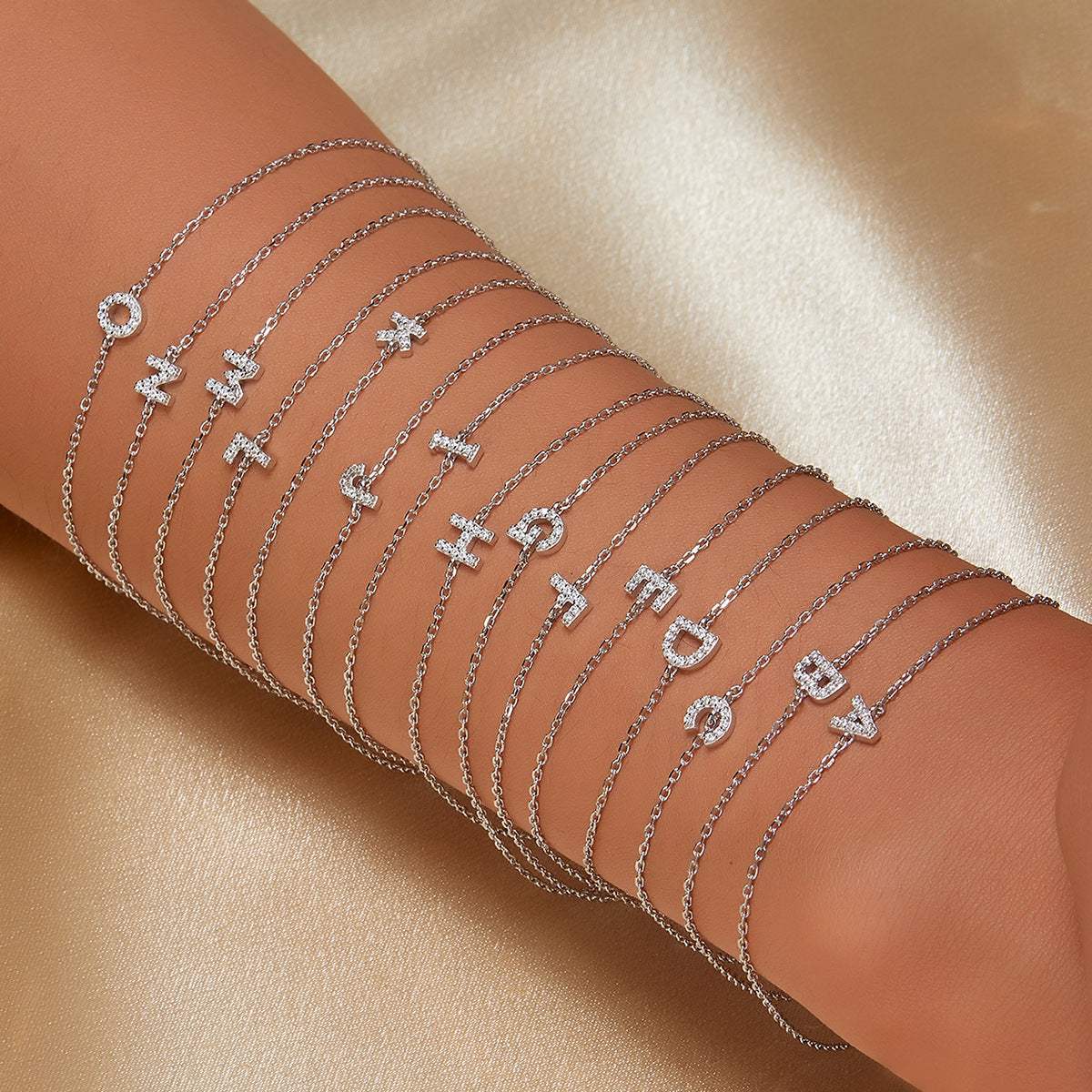 Alphabet Zircon Bracelet - 925 Silver Light Luxury Niche Jewelry
