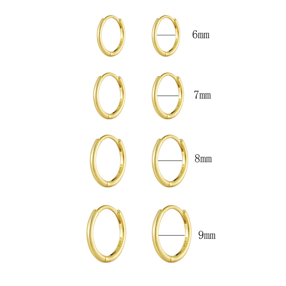 925 Sterling Silver High-End Hoop Earrings, 14K Gold Plated Sleek Minimalist Ins Style Jewelry