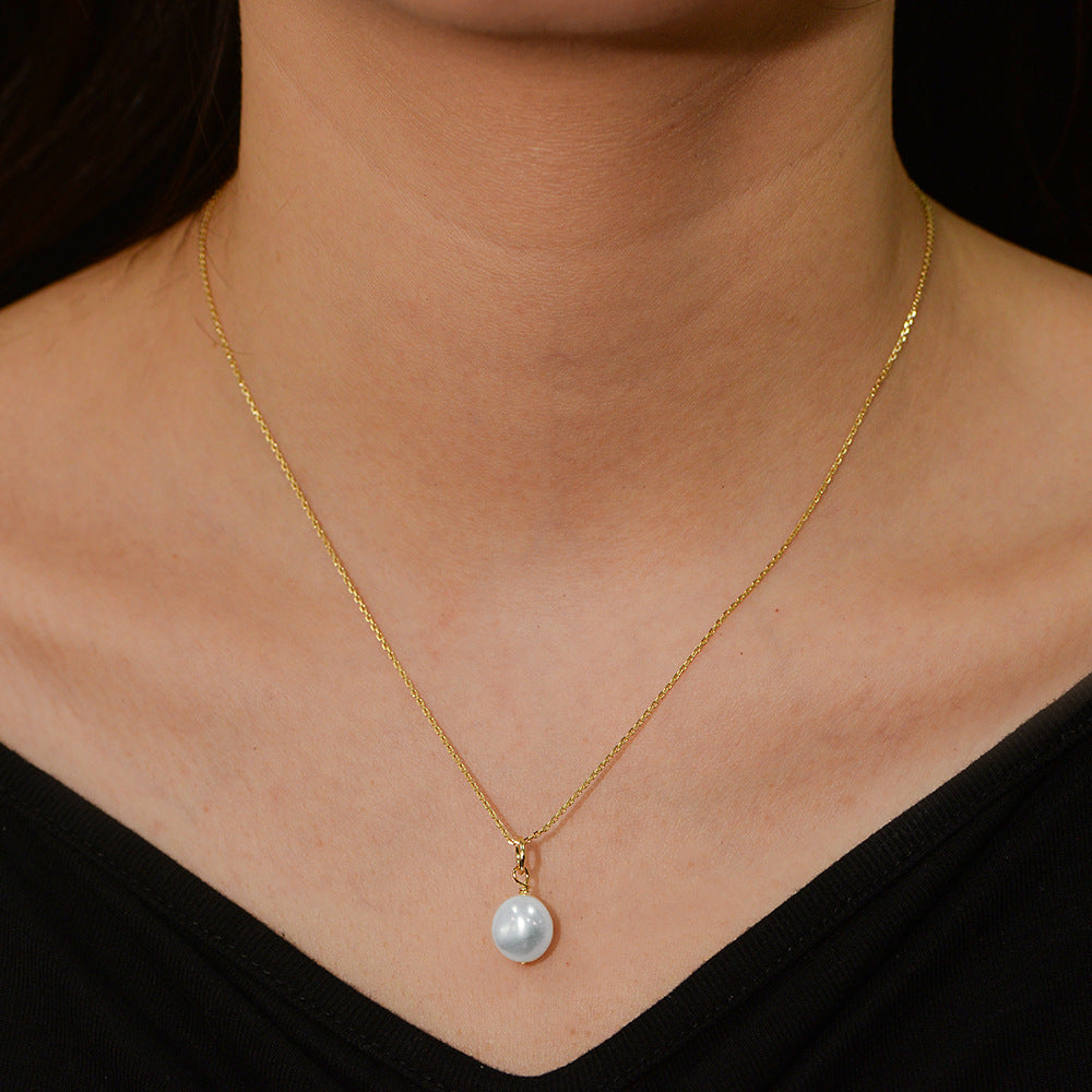925 Sterling Silver Natural Freshwater Pearl Necklace, Baroque Pendant Jewelry