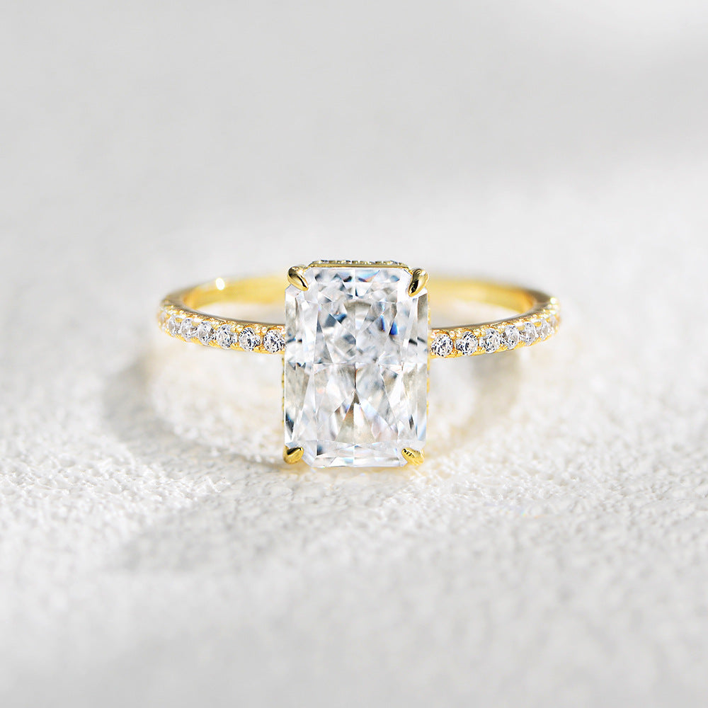 925 Sterling Silver Ice Flower Cut Zirconia Ring Set, High-End Light Luxury Ins Style Stacking Jewelry