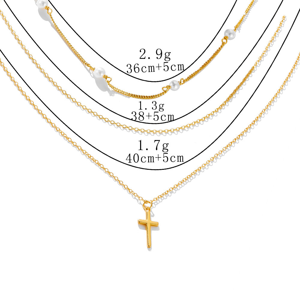 Sterling Silver Timeless Pearl Cross Pendant for Women, Victorian Style Accessory