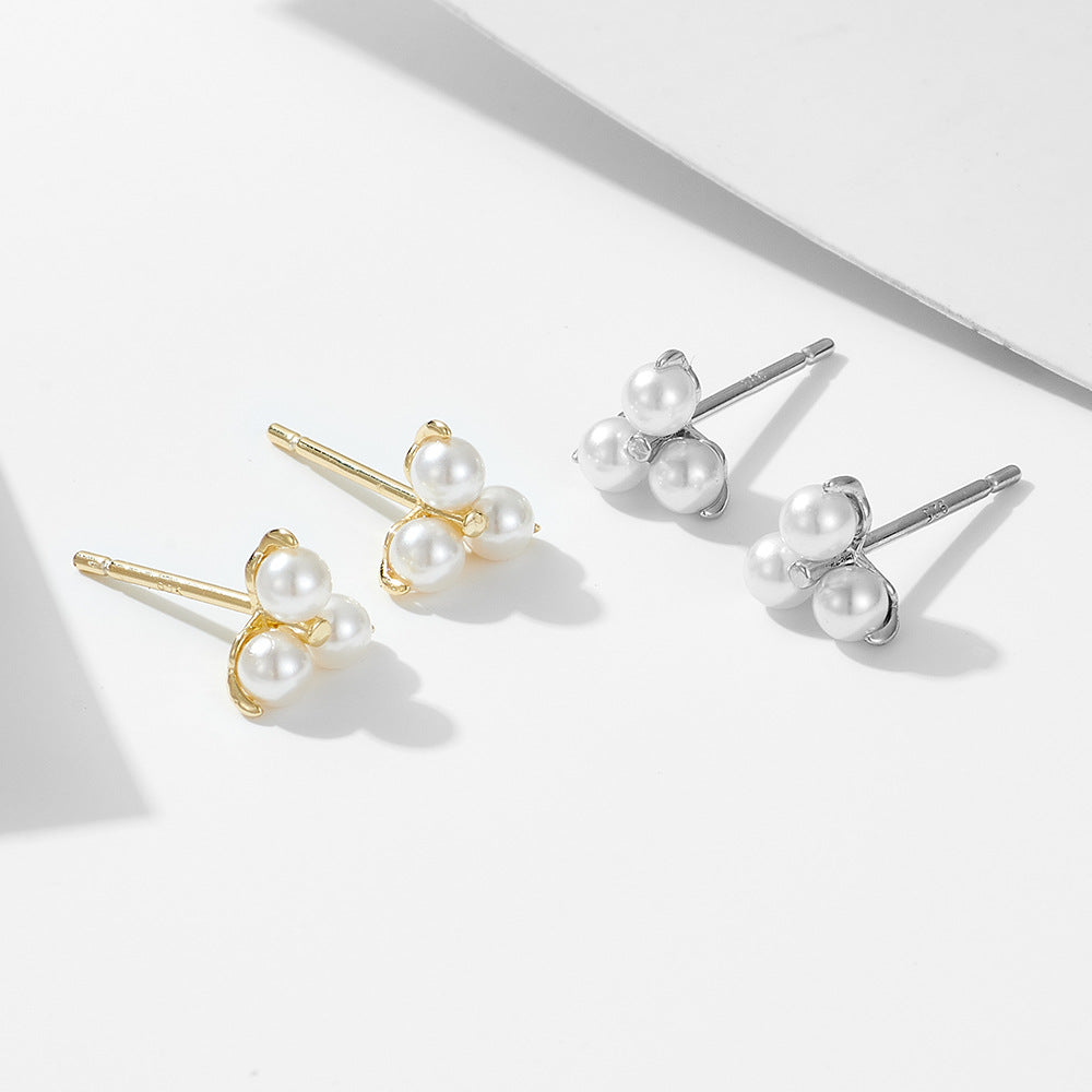 925 Sterling Silver Simple Pearl Stud Earrings, Minimalist High-End Daily Jewelry