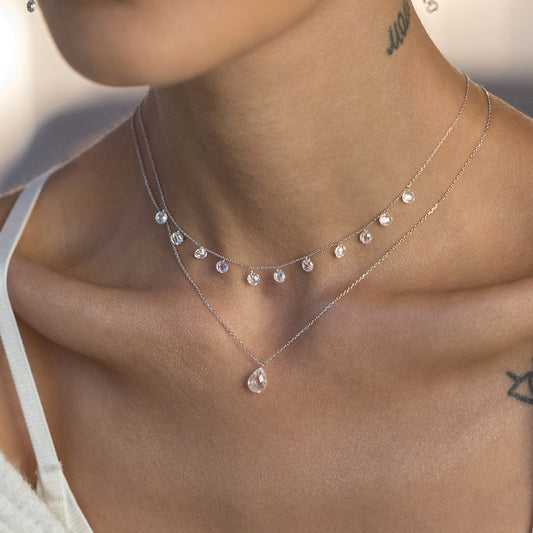 Teardrop Zircon Necklace - 925 Silver Minimalist Niche Choker Wholesale