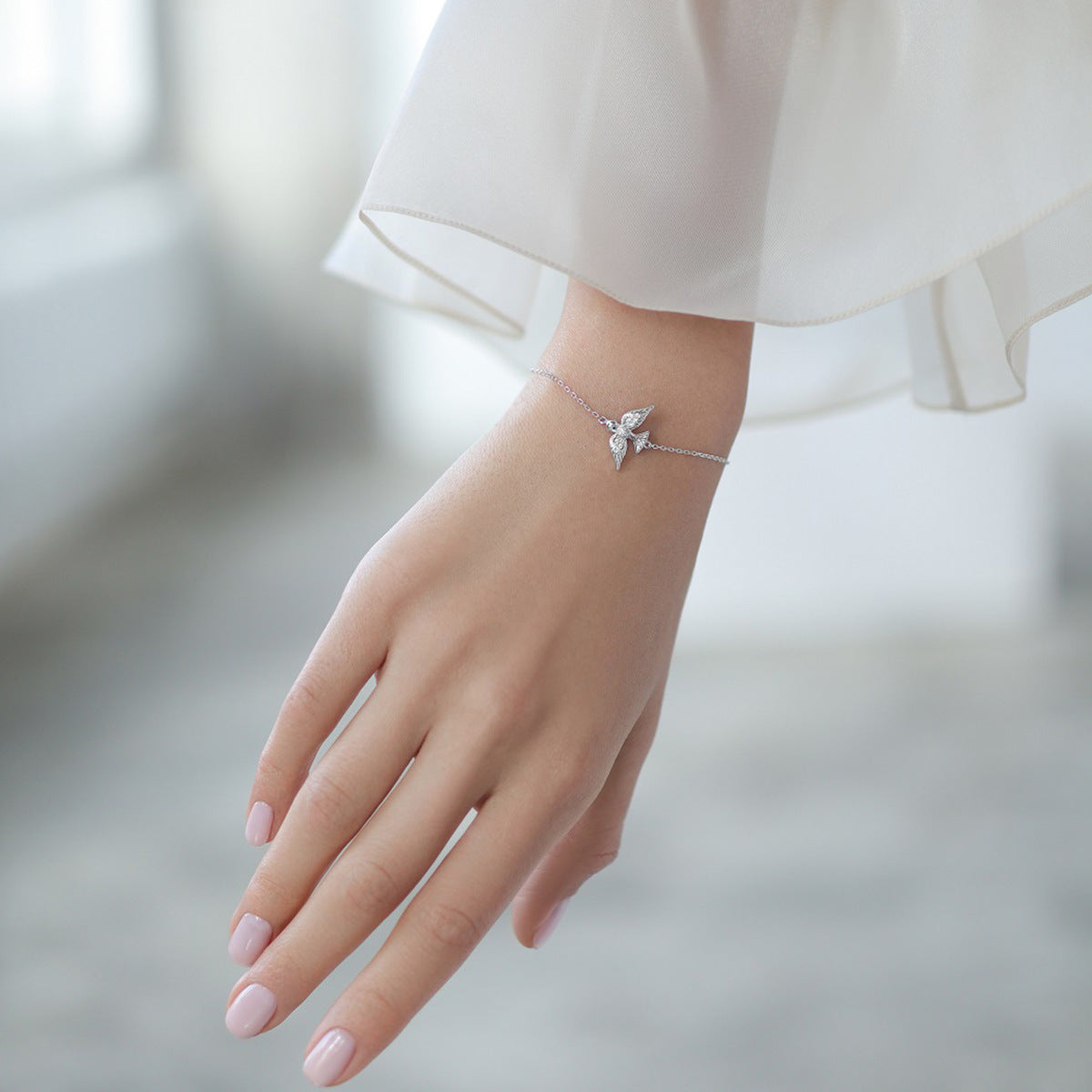 Dove Jewelry Set - 925 Sterling Silver Peace Pendant Necklace Bracelet