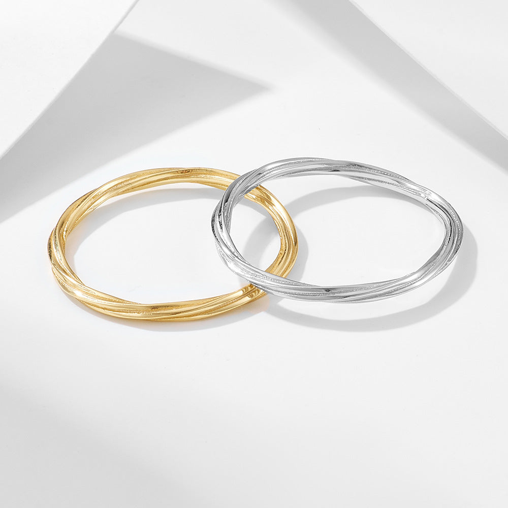 925 Sterling Silver Geometric Entwined Line Ring, Minimalist High-End Ins Style Jewelry