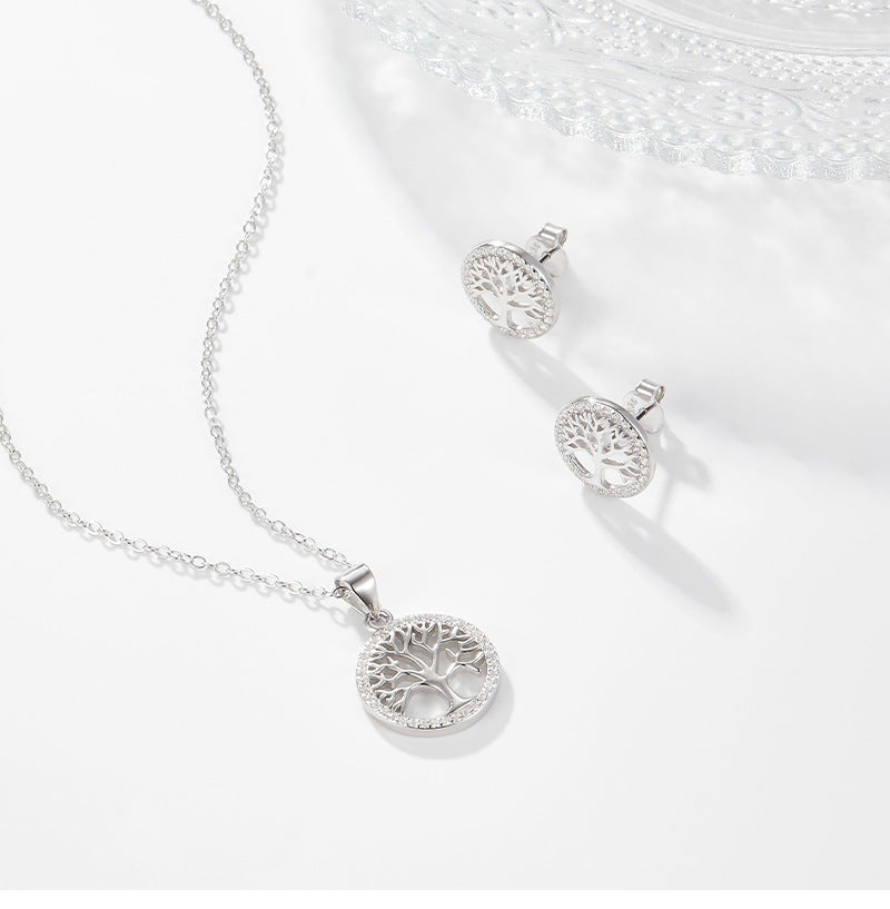 Tree of Life Rose Gold Jewelry Set | Necklace & Earrings for Halloween