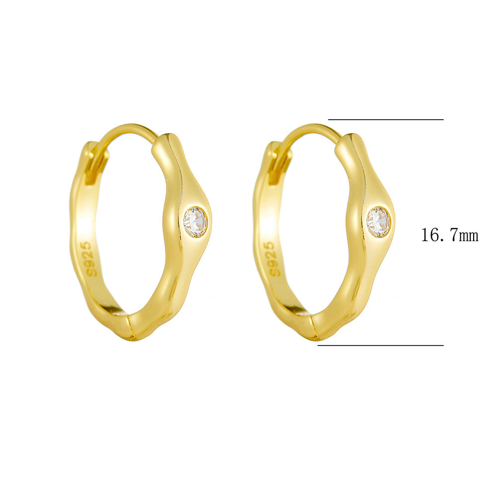 Sterling Silver Unique Geometric Hoop Earrings for Women, Elegant Chic Commuter Accessory