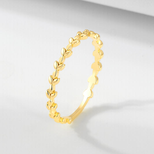 925 Sterling Silver Olive Branch Leaf Ring, Minimalist High-End Ins Style Boutique Jewelry
