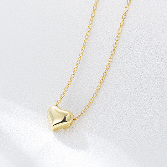 925 Sterling Silver Minimalist Hollow Heart Necklace, Elegant Ins Style Love Pendant Jewelry