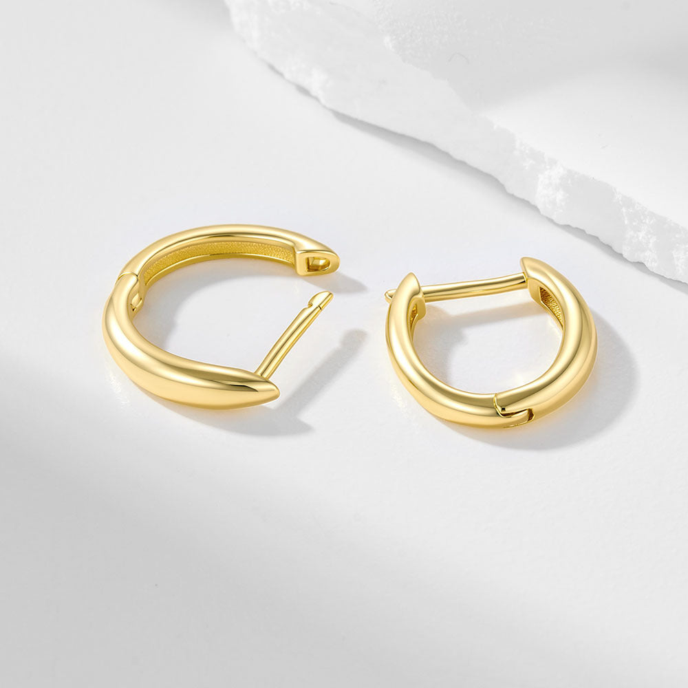 925 Sterling Silver Classic U-Shape Hoop Earrings, Minimalist French Style Versatile Jewelry