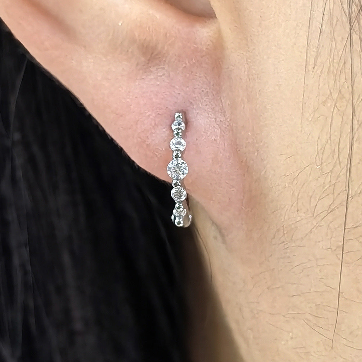 Diamond Hoop Earrings - S925 Silver Geometric Niche Ear Jewelry