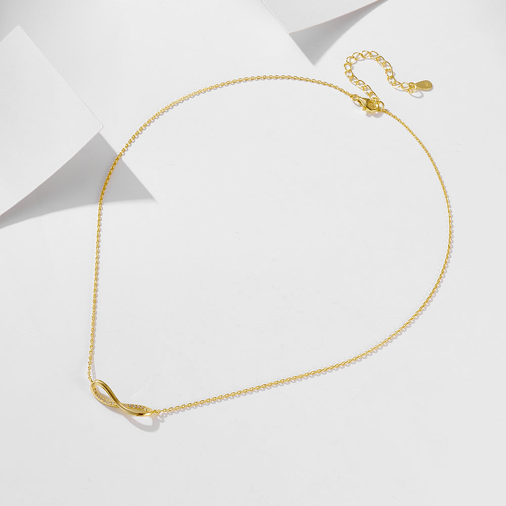 Sterling Silver Sparkling Mobius Ribbon Pendant for Women, Sleek Aesthetic Accessories