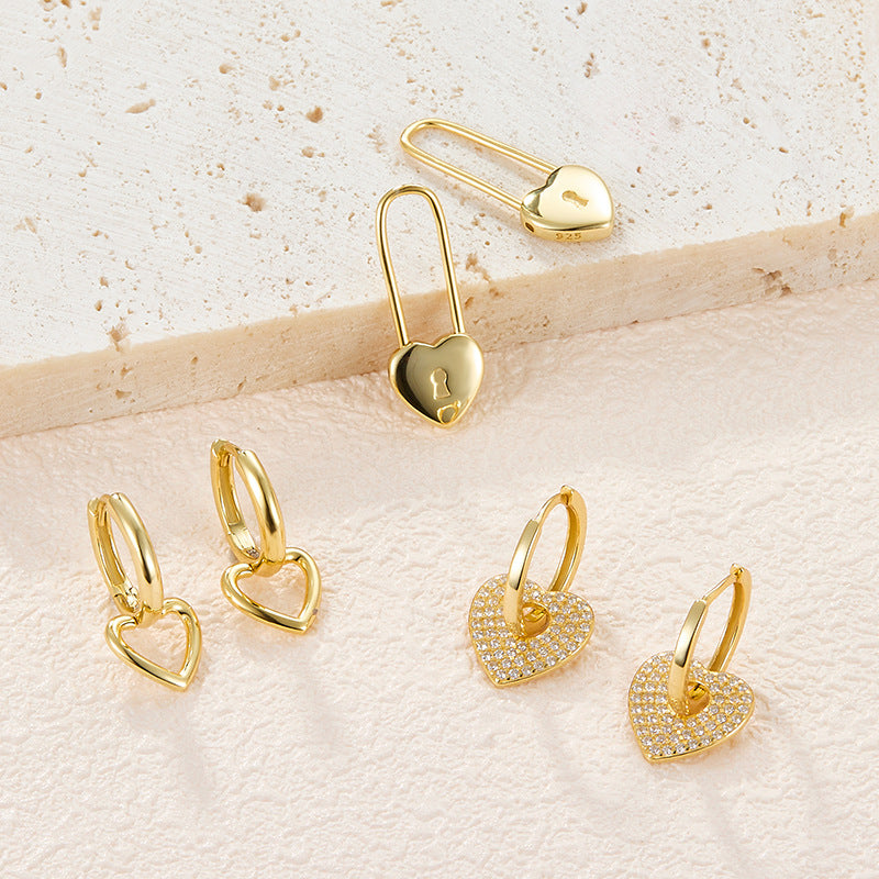 Heart Zircon Ear Cuffs - 925 Silver Stackable Trending Wholesale