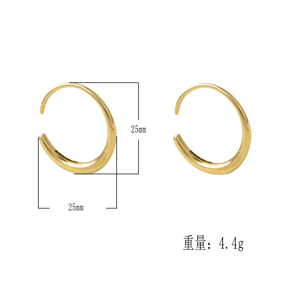 925 Sterling Silver Minimalist Geometric Hoop Earrings, Creative Hip-Hop Style Trendy Jewelry