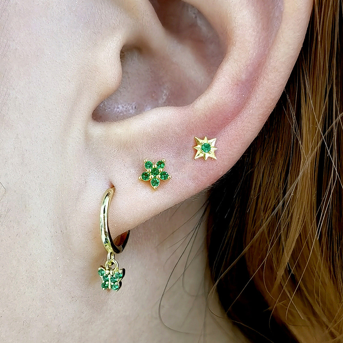 Flower Screw Earrings - 925 Silver Diamond Petal Jewelry Wholesale