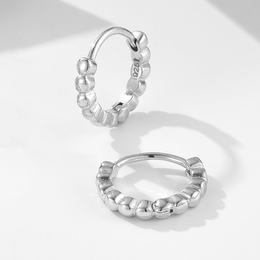 S925 Silver Retro Geometric Circle Hoops - High-End Aesthetic Huggie Earrings