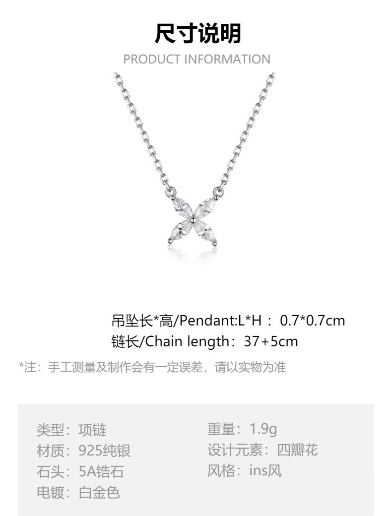 Butterfly Jewelry Set - 925 Silver Flower Pendant Necklace Bracelet