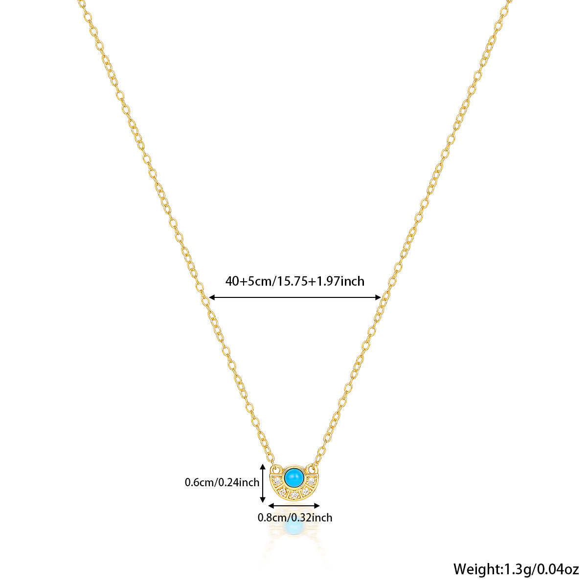 Turquoise Necklace - 925 Sterling Silver Retro Niche Collarbone Chain