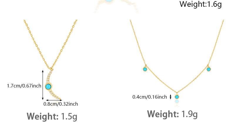 Turquoise Necklace - 925 Sterling Silver Retro Niche Collarbone Chain