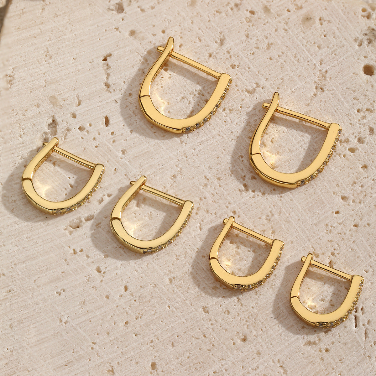 U Shape Diamond Hoop Earrings - S925 Silver Minimalist Geometric