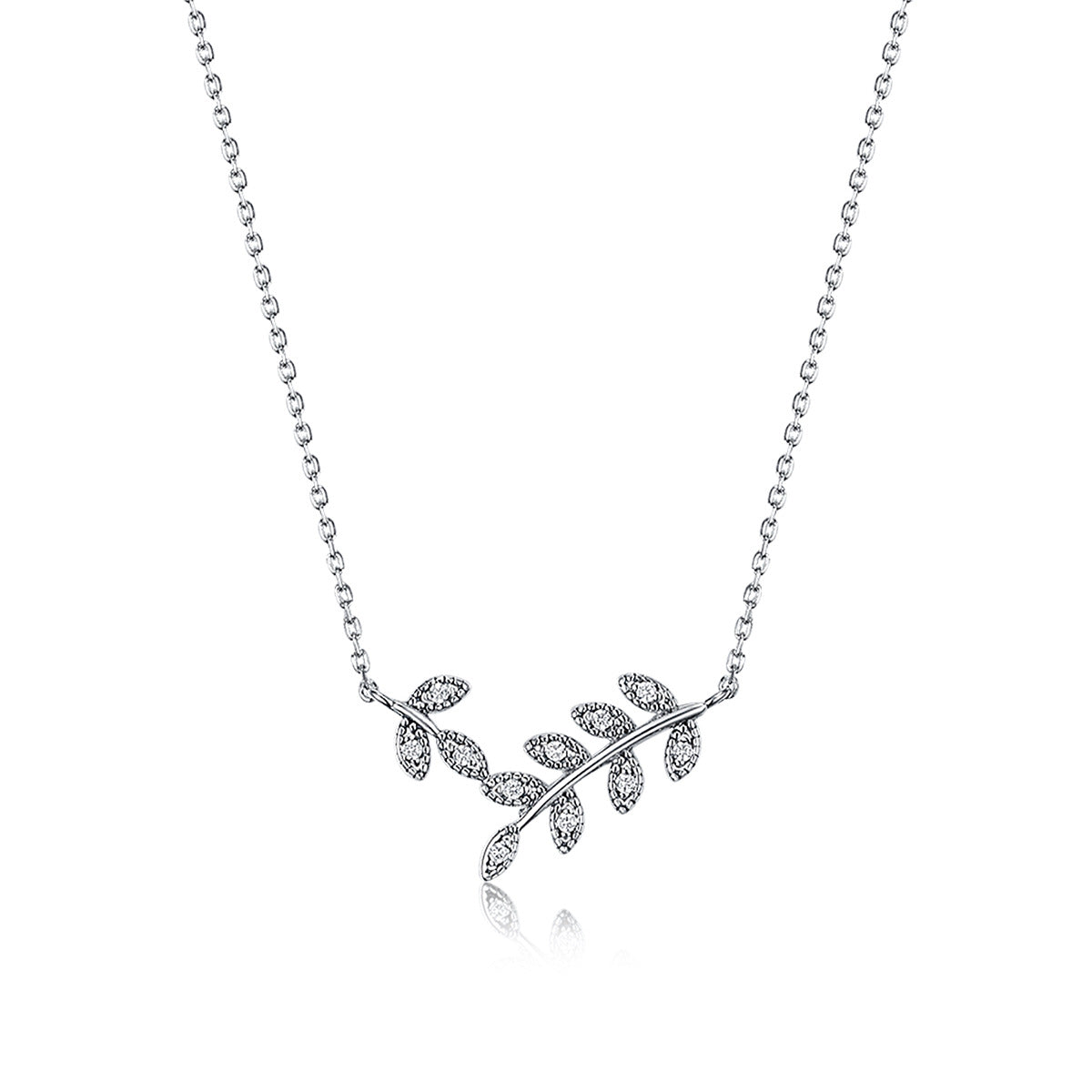 Leaf Pendant Necklace - 925 Silver Minimalist Light Luxury Choker