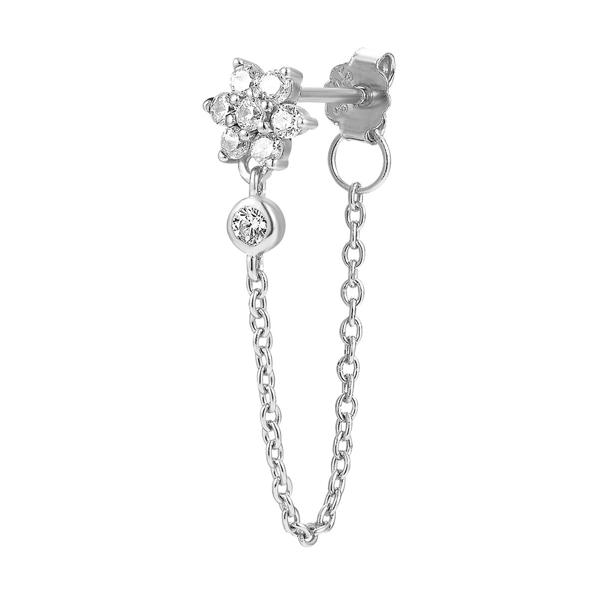 Floral Moon Star Fringe Earrings - 925 Silver Sweet Vintage Design