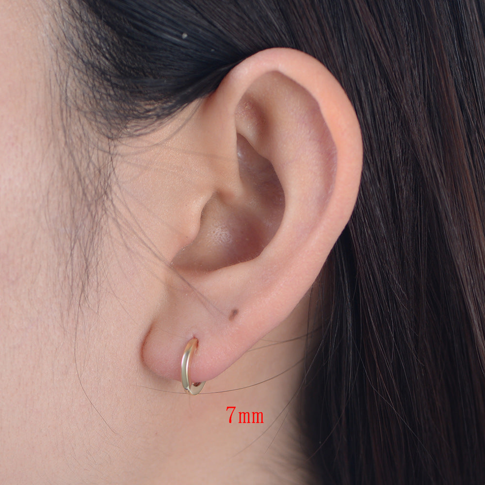 925 Sterling Silver Minimalist Chunky Hoop Earrings, High-Polished Versatile Huggie Jewelry