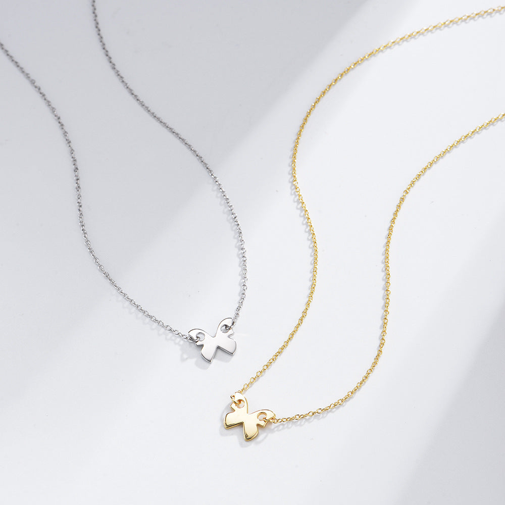 925 Sterling Silver Gold-Plated Butterfly Pendant Necklace, Minimalist Jewelry