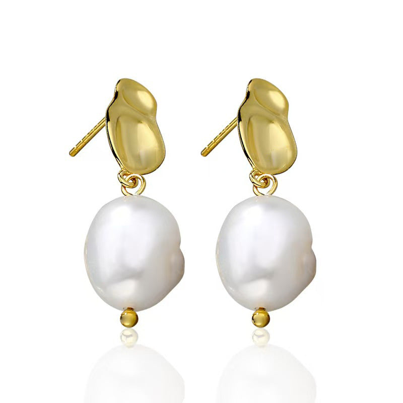 Geometric Pearl Earrings - S925 Silver Elegant Forest Banquet