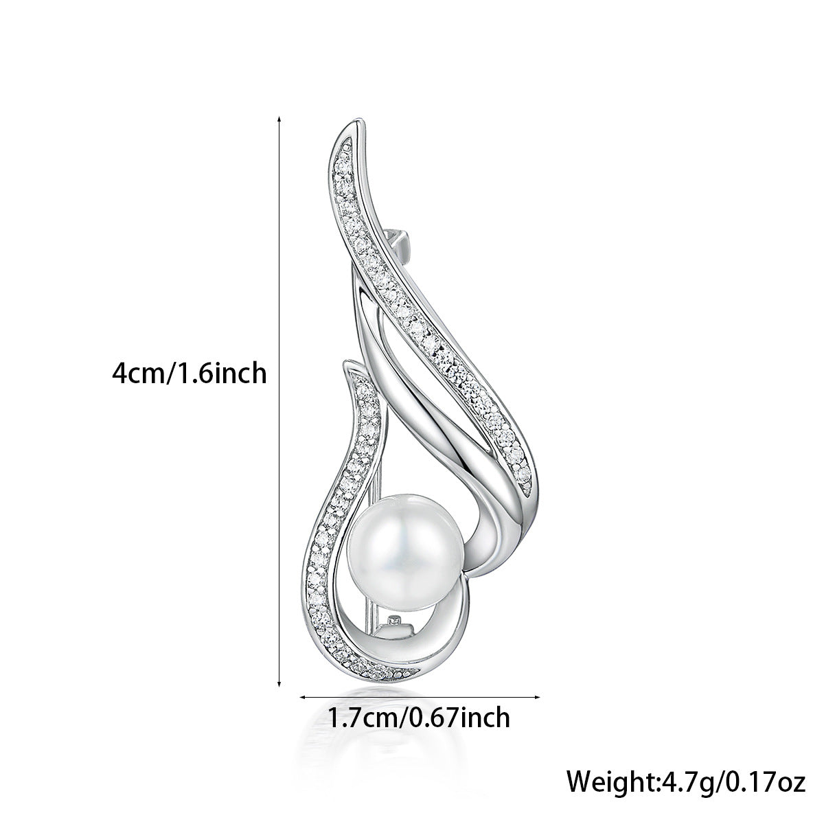 Leaf Zircon Brooch - 925 Silver Minimalist Niche Lapel Pin