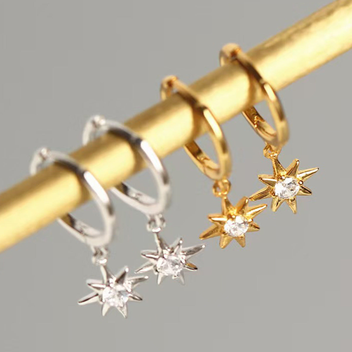 Eight-Point Star Ear Cuffs - 925 Sterling Silver Sweet Cool Stackable Earrings