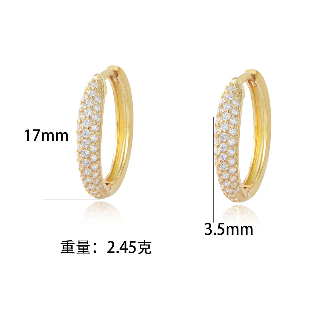 925 Sterling Silver Micro-Pave Zirconia Hoop Earrings, Minimalist Jewelry