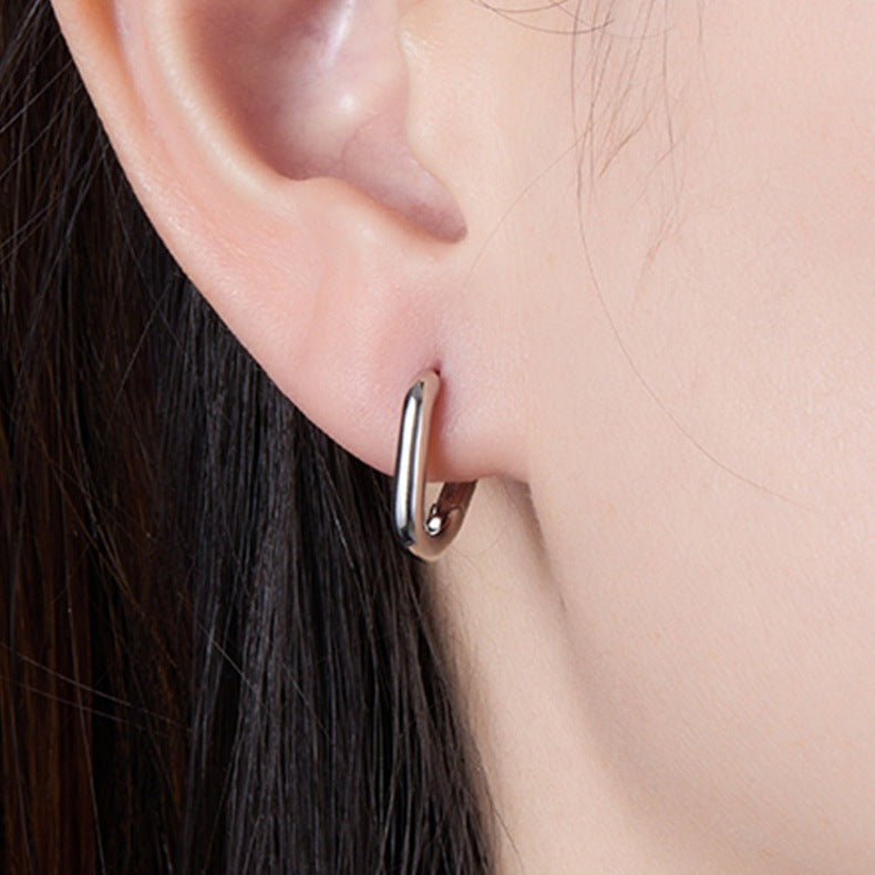 Oval Hoop Ear Cuffs - S925 Silver Minimalist Light Luxury