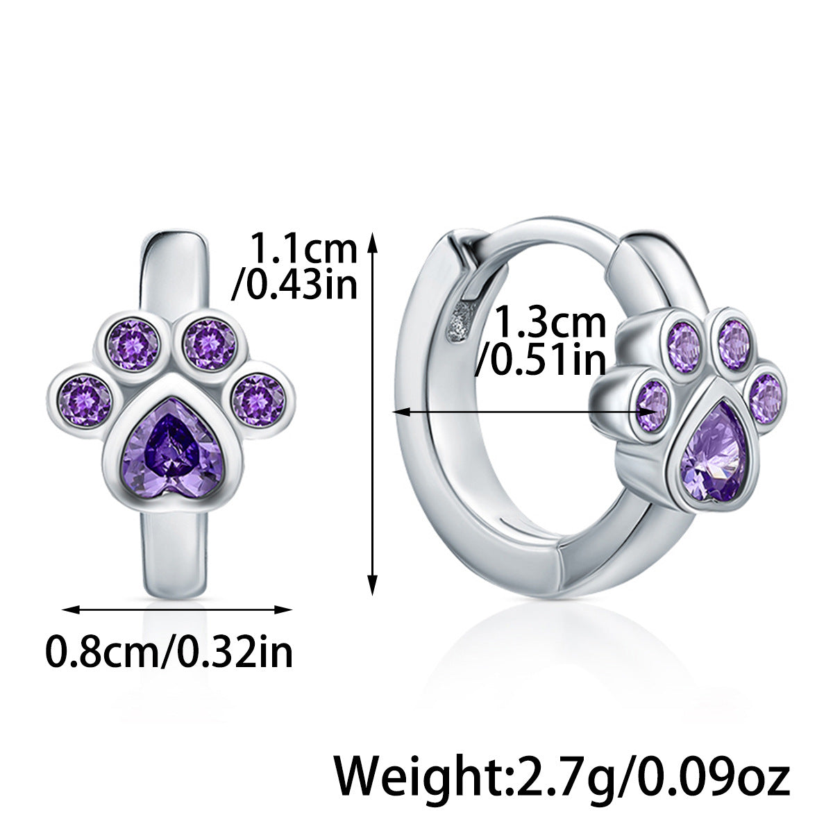 Cat Claw Jewelry Set - S925 Silver Purple Zircon Sweet Cute Gift