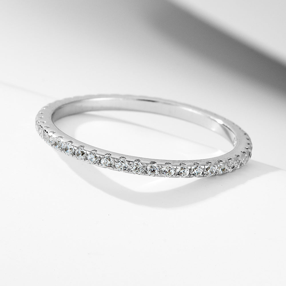 925 Sterling Silver Ice Flower Cut Zirconia Ring Set, High-End Light Luxury Ins Style Stacking Jewelry