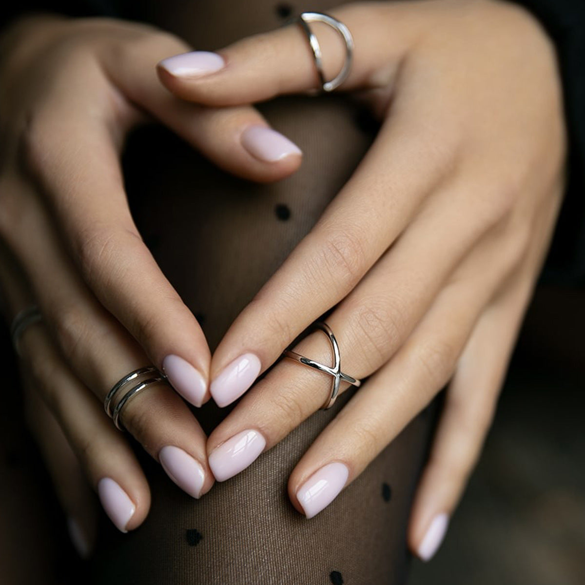 Cross Geometric Ring - 925 Silver Minimalist Niche Adjustable