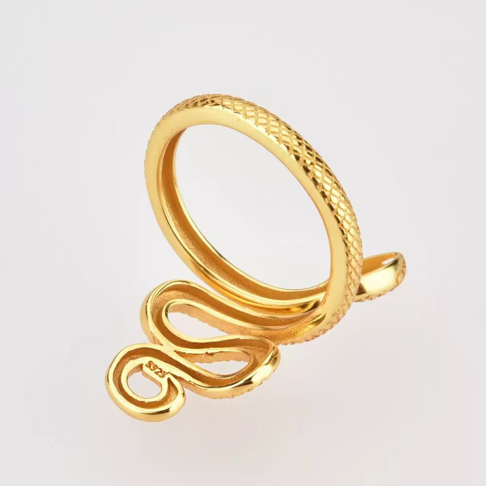 Snake Adjustable Ring - S925 Silver Edgy Minimalist Jewelry
