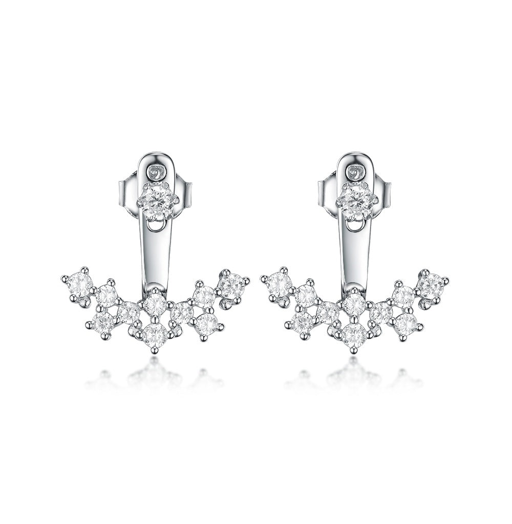 Smile Stud Earrings - S925 Sterling Silver Diamond-Encrusted Niche Earrings