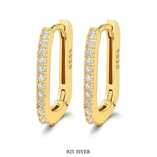 Oval Zircon Ear Cuffs - 925 Sterling Silver European Wholesale Jewelry